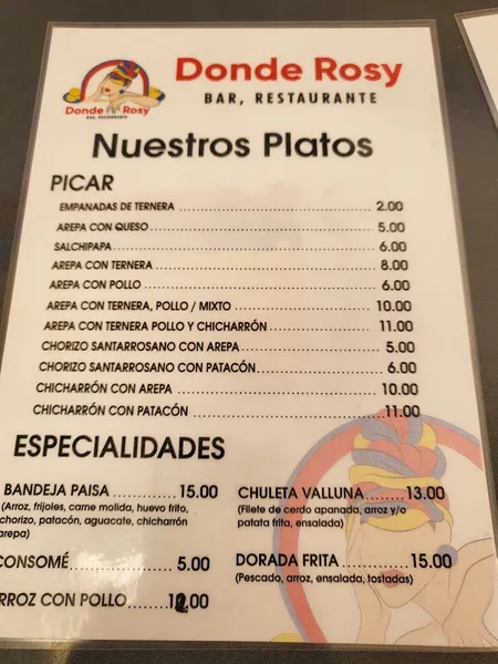 menu 1 of Donde Rosy