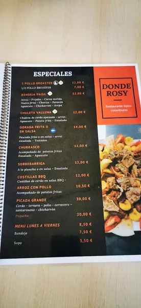 menu 2 of Donde Rosy