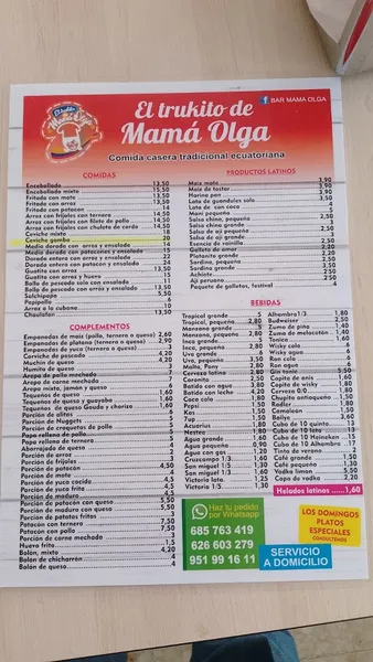 menu 0 of El Trukito de Mamá Olga