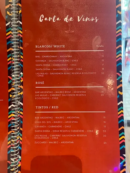 menu 1 of Andino Gastrobar Huelin