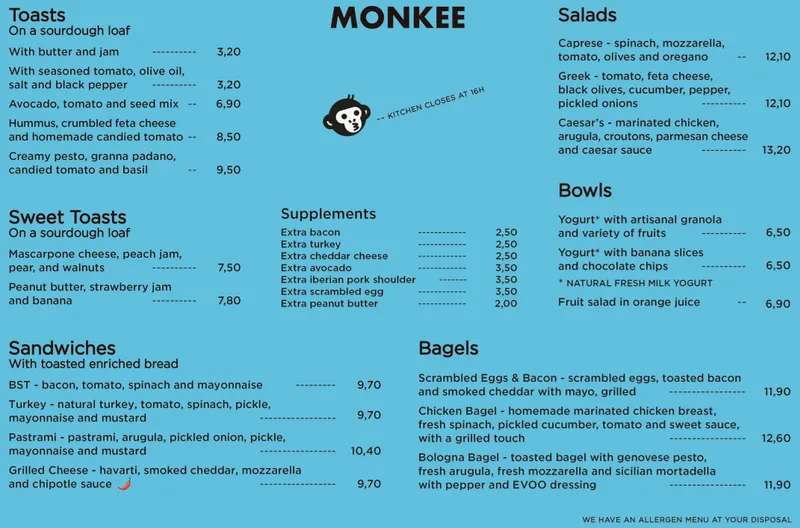 menu 0 of Monkee Koffee