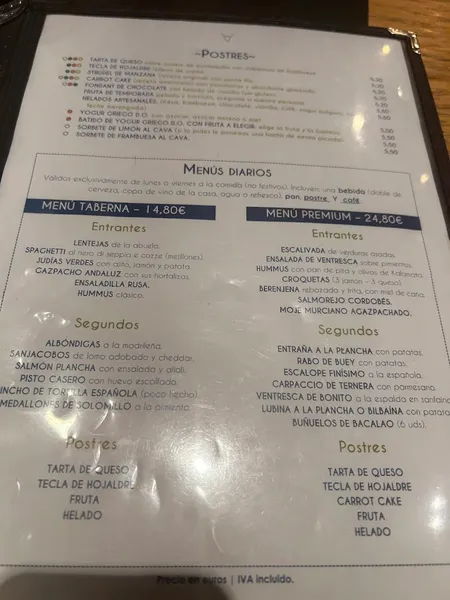 menu 2 of Minotauro Restaurante Taberna