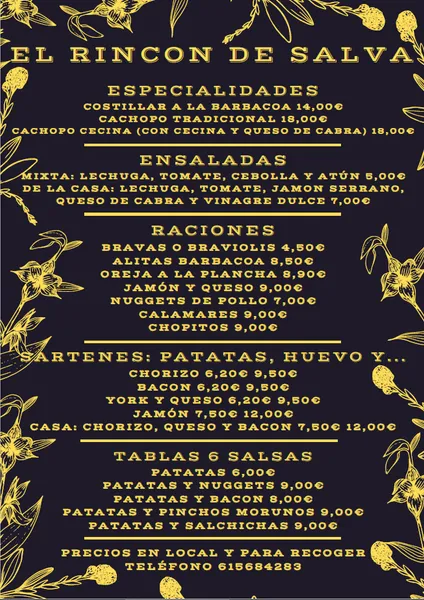 menu 1 of El Rincón de Salva - Fuenlabrada
