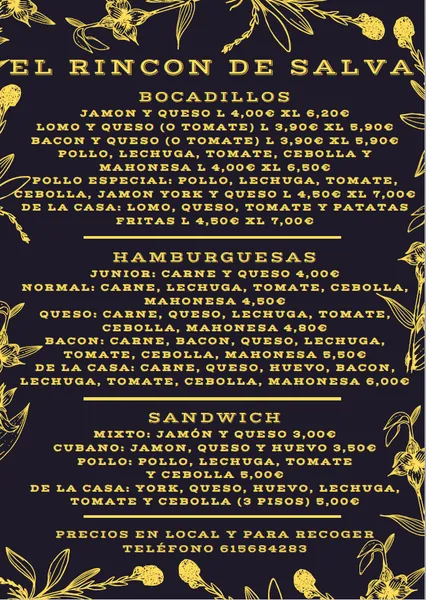 menu 0 of El Rincón de Salva - Fuenlabrada