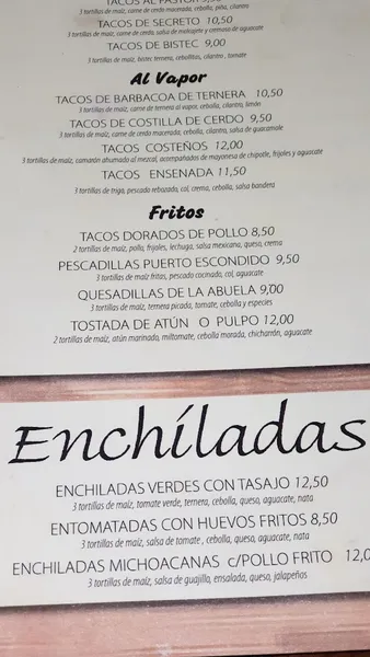 menu 2 of Restaurant Puerto Escondido