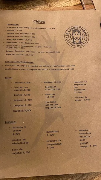 menu 0 of La Campechana