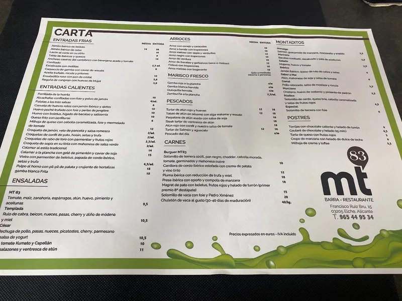 menu 0 of Mt83 Restaurante