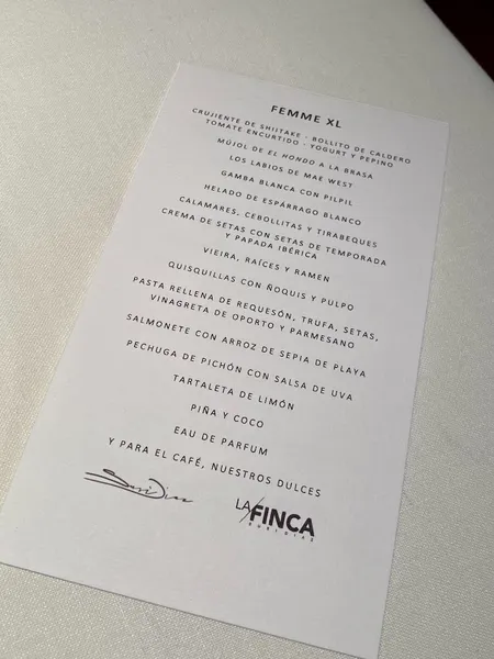 menu 1 of Restaurante La Finca