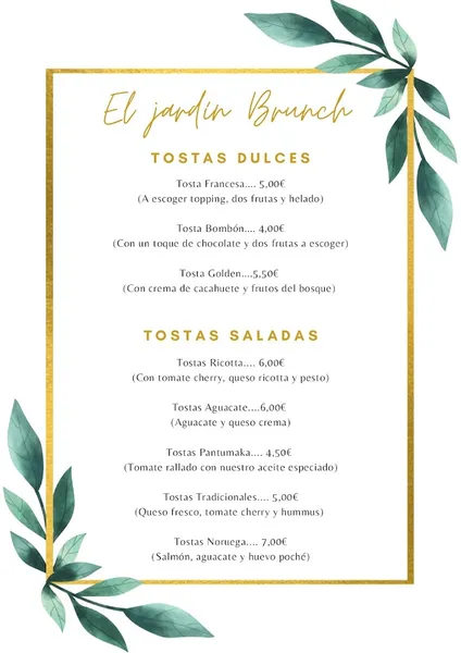 menu 1 of El Jardín del Brunch | Brunch, Desayunos y Meriendas