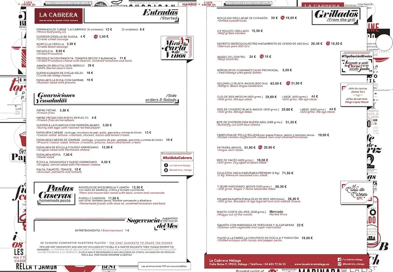 menu 0 of La Cabrera