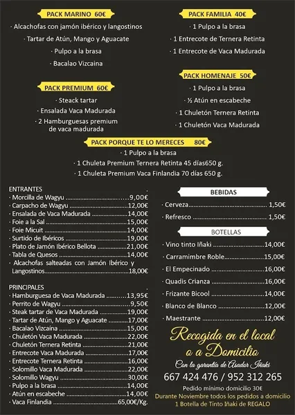 menu 0 of Asador Iñaki