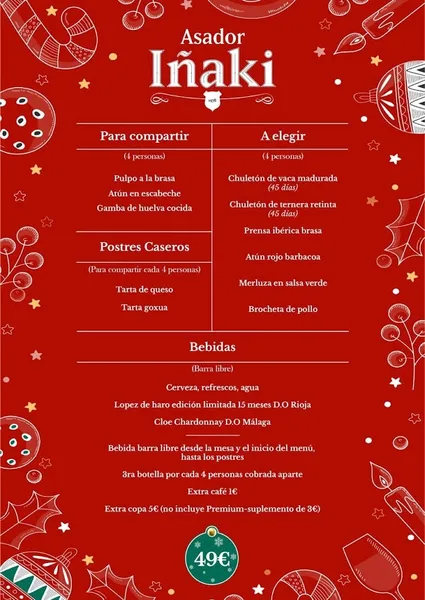 menu 1 of Asador Iñaki