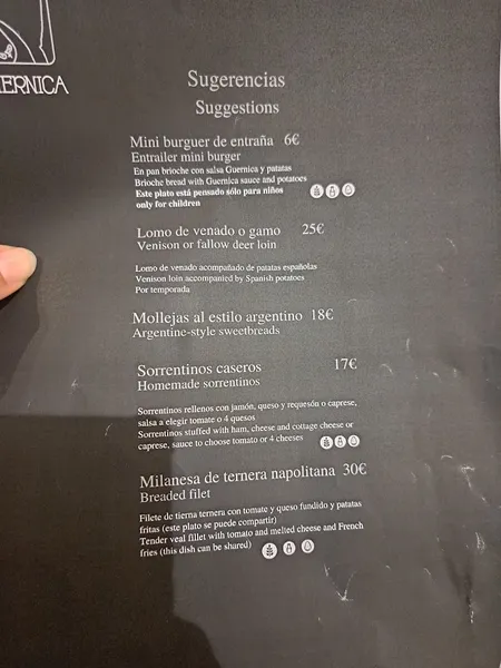 menu 2 of LaGuernica Asador Málaga