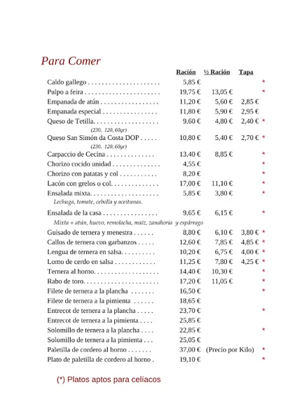 menu 2 of Candamil