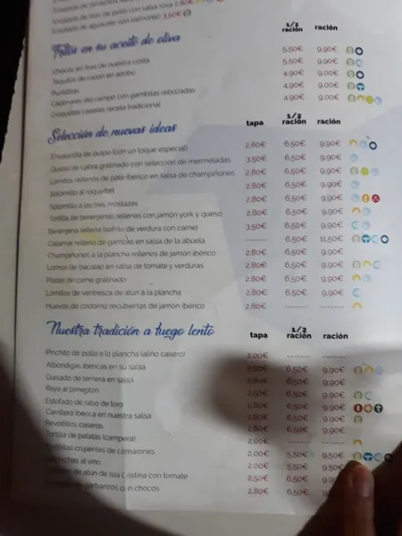 menu 1 of Bar La Paloma