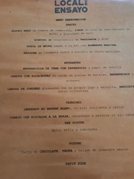 menu 1 of Local de Ensayo
