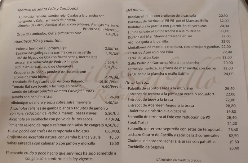 menu 2 of Restaurante Salzillo