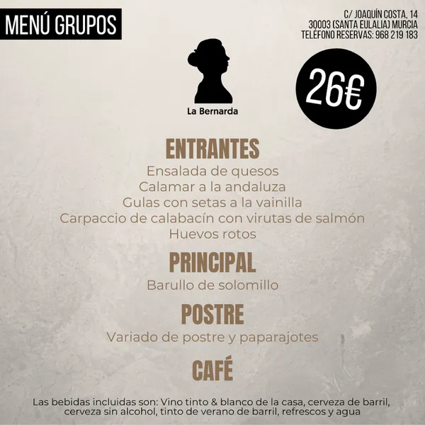 menu 0 of La Bernarda
