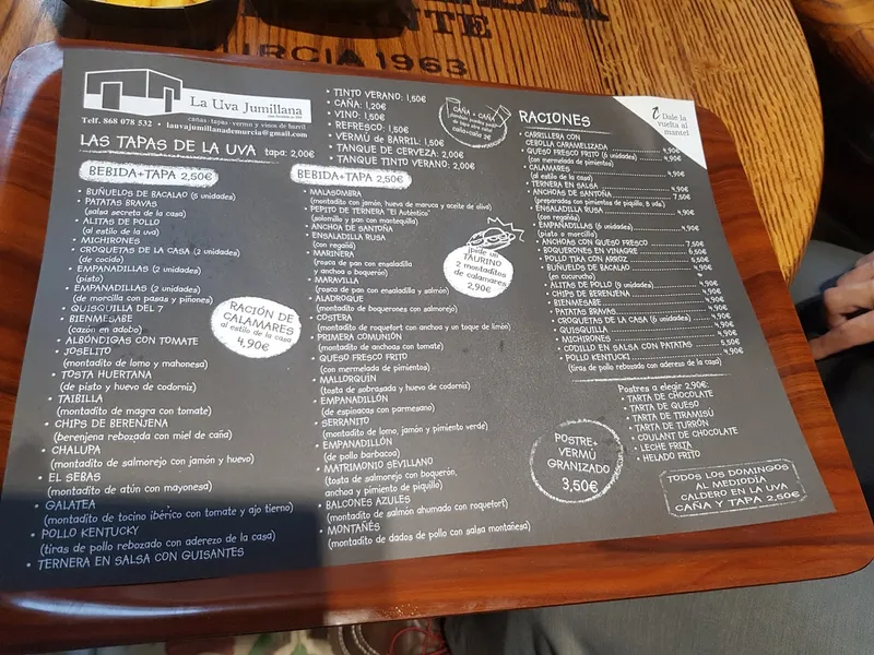 menu 0 of La Uva Jumillana de Murcia