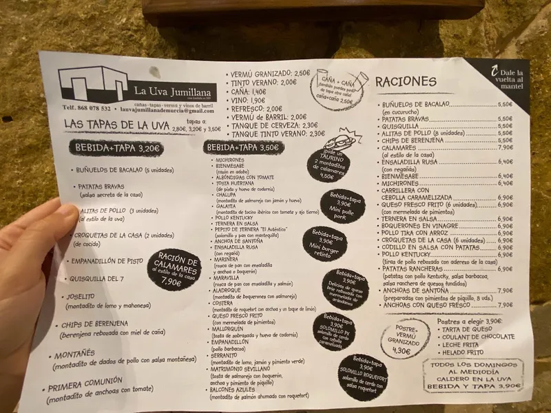 menu 1 of La Uva Jumillana de Murcia