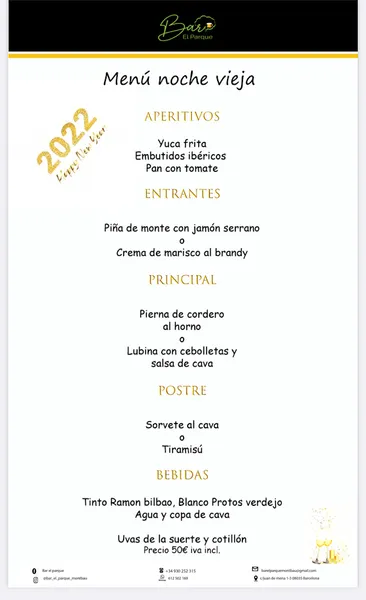 menu 0 of Bar El Parque