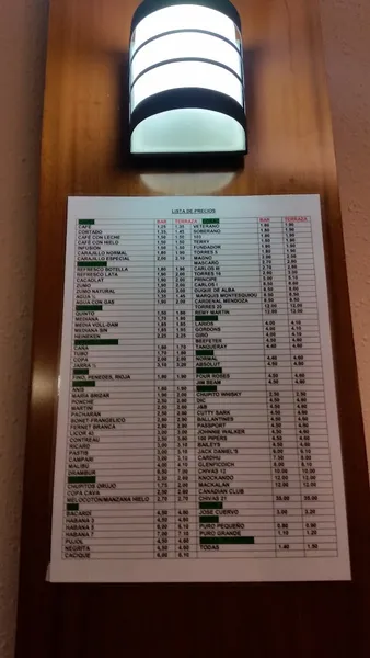 menu 1 of Bar El Parque