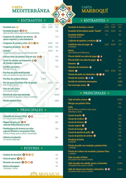 menu 1 of Restaurante Mosaico Cerrado de Calderón