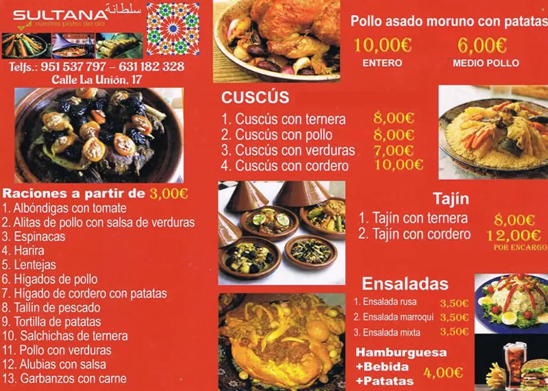 menu 0 of Sultana Comida Marroquí - Para Llevar y a Domicilio