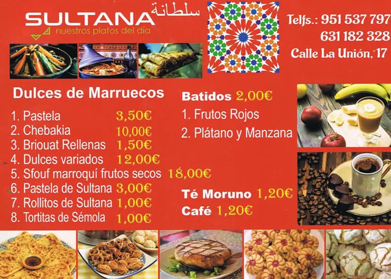 menu 1 of Sultana Comida Marroquí - Para Llevar y a Domicilio