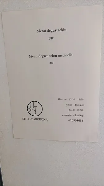 menu 0 of SUTO barcelona