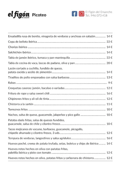 menu 0 of El Figón