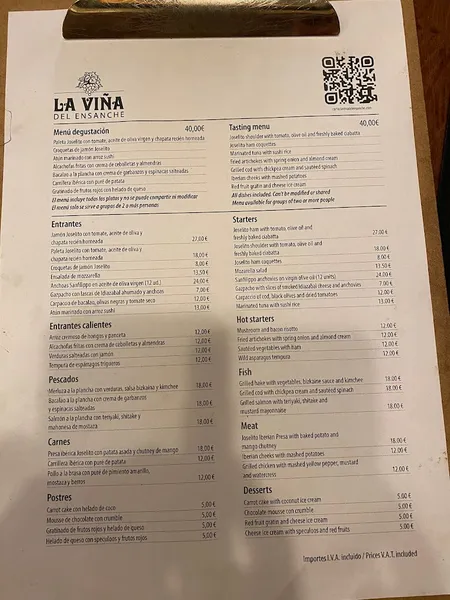 menu 0 of La Viña del Ensanche