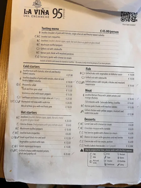menu 1 of La Viña del Ensanche