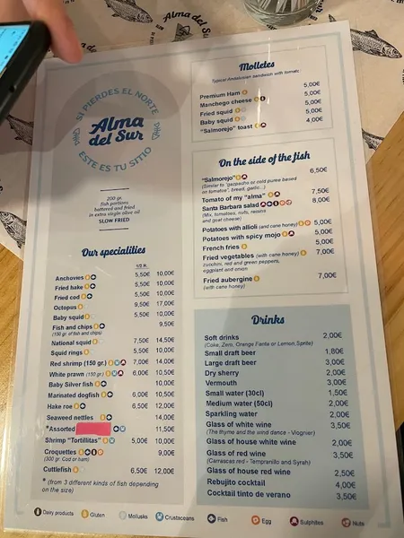 menu 1 of Alma del Sur