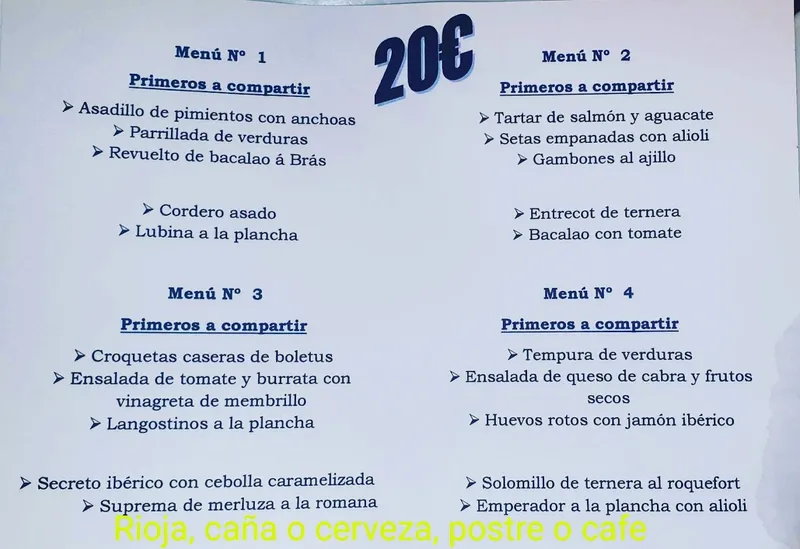 menu 0 of Bar restaurante El Rincón del Tío Eulogio