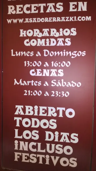 menu 2 of Restaurante Asador Errazki