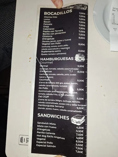 menu 1 of Restaurante d ,angeluss