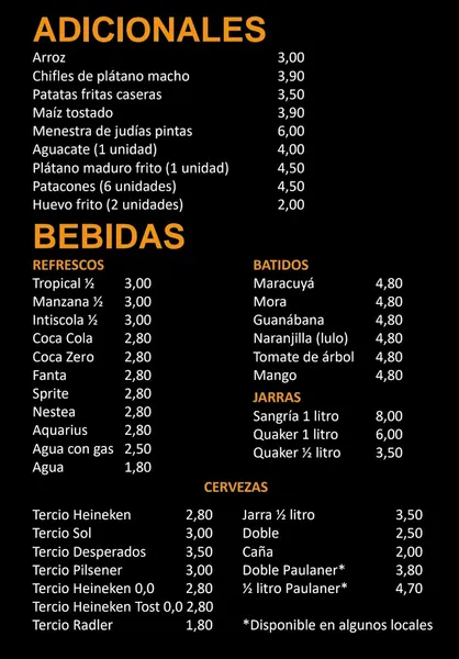 menu 0 of Perla del Pacífico