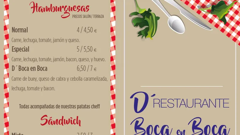 menu 0 of Restaurante De Boca En Boca