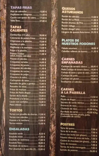 menu 0 of El Texu de Getafe