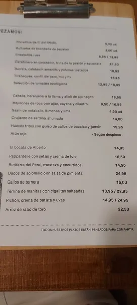 menu 2 of El del Medio