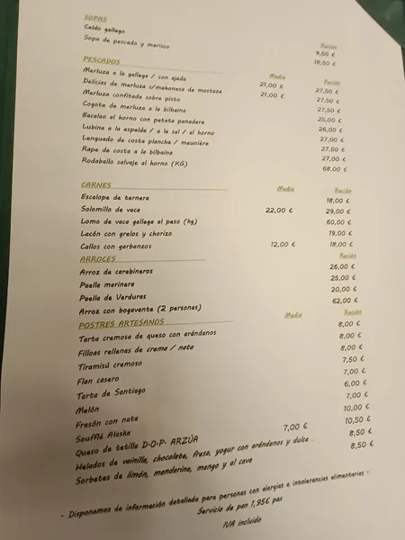 menu 1 of Restaurante Casa Gallega