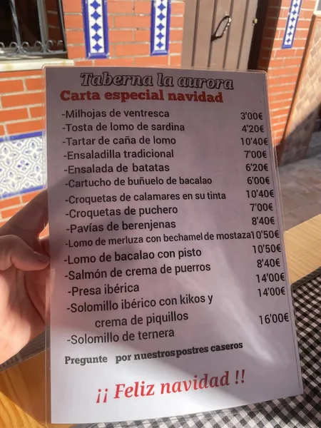 menu 0 of Taberna La Aurora