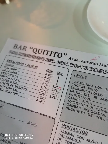 menu 0 of Cerveceria Quitito