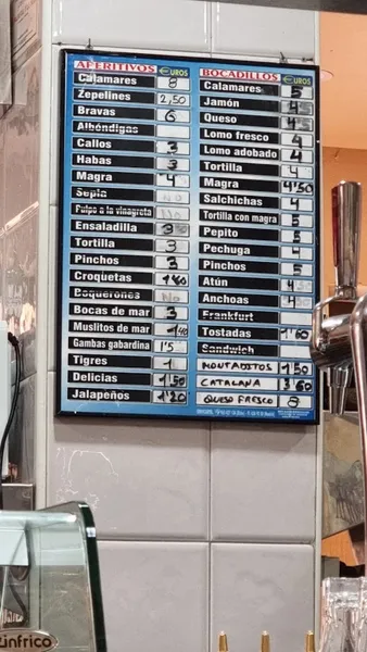 menu 1 of Bar El Palmeral y la Dama