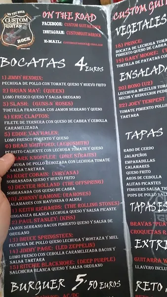 menu 1 of Bar CUSTOM GUITAR ROCK