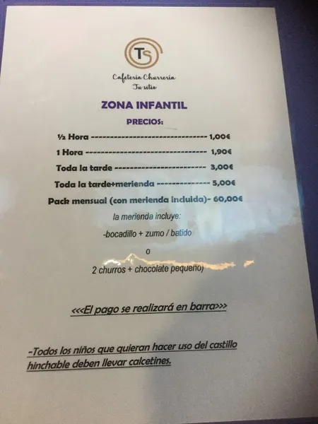 menu 0 of TU SITIO Cafe