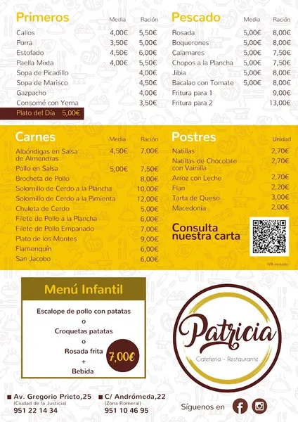 menu 1 of Cafetería Patricia