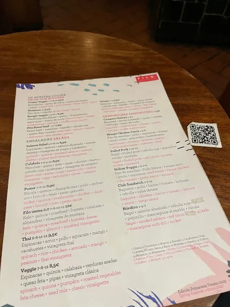 menu 1 of FILO Colón