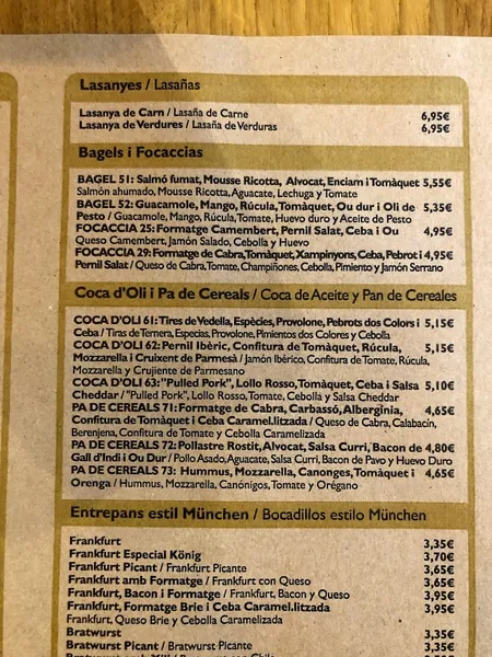 menu 0 of Konig Barcelona Born